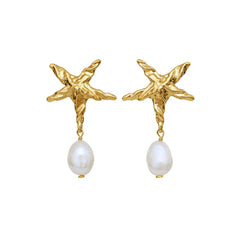 Fashionable Five-pointed Star Pearl Earrings