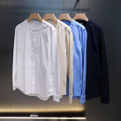 Chemise en lin vintage de style chinois à col mao