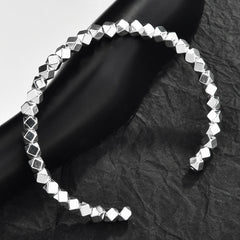 Mobius Irregular Geometric Open Cuff Bangle Set For Women, Broken Silver Stackable Bracelets, Minimal European Fashion Jewelry