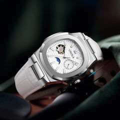 High-Quality Mechanical Watch Sun Moon And Stars Design Waterproof Leather Strap