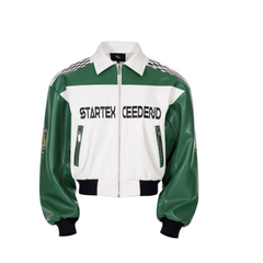 Mens Motorcycle Leather Jacket With Embroidered Medal Letters