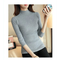 Elegance Solid White and Black Tops,Sweaters Winter Long Sleeve Turtleneck Pullovers Women's Sweaters Female Clothing