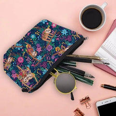 Estuche elegante multicolor estampado para lápices, de gran capacidad, para estudiantes, bolsa adorable con diseño de dibujos animados, bolsa cosmética