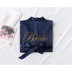 Elegant Wedding Bride Robe Lightweight Short Silk Sleepwear Women Indoor Bathrobes