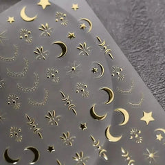 Embossed Three-dimensional Star and Moon Pattern Nail Stickers