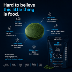ENERGYbits Spirulina Tablets 100 percent pure spirulina green algae tablets