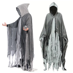 Capa de bruja de Halloween con estampado de calaveras, ropa y accesorios de disfraz de muerte