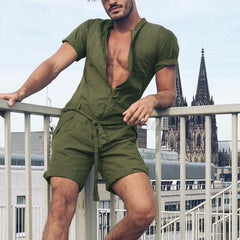 Combinaison homme à manches courtes, couleur unie