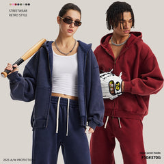 Veste de sport et de loisirs pour hommes, délavée, à capuche et fermeture éclair