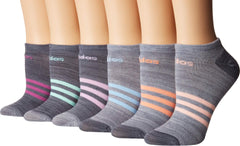 adidas Womens Superlite No Show Socks (6-Pair) Grey-Onix Space Dye/Clear Onix-Grey Space Dye/Clea Medium