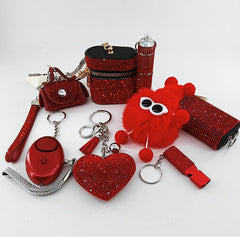 8-piece Heart-shaped Keychain Charm Set In Red Packaging