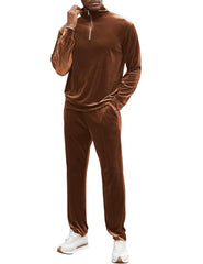 LecGee Men 2 Piece Outfit Tracksuit Quarter Zip Active Sweatsuit Athletic Casual Running Jogging Set Jogger Suit(BRL)