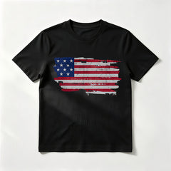 T-shirt à manches courtes, col rond et imprimé drapeau