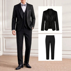 Mens Jacquard Formal Waistcoat Suit Three-piece Set