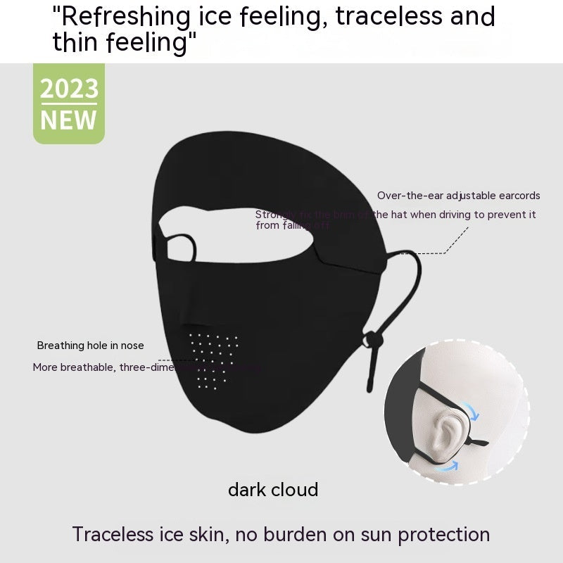 Masque solaire intégral Facekini, respirant, fin, en soie de glace
