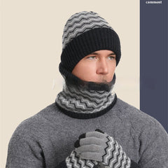 Bonnet tricoté chaud et cache-cou pour homme, résistant au froid