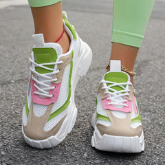 Womens Casual Sporty Floral Mesh Breathable Thick-Soled Elevator Shoes