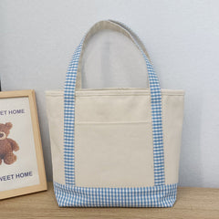 Lattice Travel Large-capacity Color-spliced Thickened Handbag
