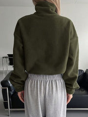 Stylish Zip-Up Long Sleeve Cropped Jacket Trendy & Lightweight Outerwear for a Chic Look