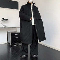 Abrigo largo acolchado de algodón para hombre, por debajo de la rodilla, estilo Yohji Yamamoto