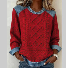 Womens Loose-fitting Round-neck Top With A Printed Design