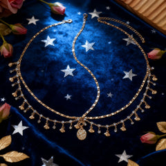 Metal Zircon Tassel Pendant Necklace Multi-layered Exotic Style