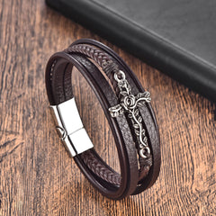 Retro Multi-layer Stainless Steel Creative Cross Bracelet