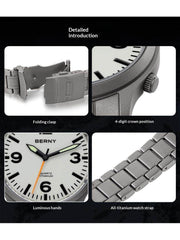 Bernie Mens Waterproof Highly Luminous Titanium Alloy Quartz Watch