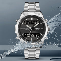 Multifunctional Men's Steel Strap Watch Double Display Sports