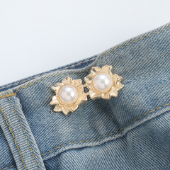 Pearl five-petal flower waist buckle-copper-alloy-1 pair