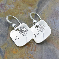 Minimalist Vintage Square Dandelion Earrings
