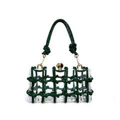 French Sweet Shiny Rhinestone Banquet Small Square Bag