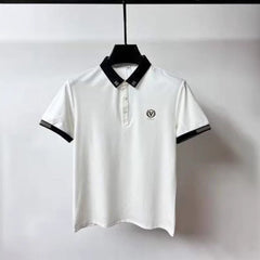 T-shirt à col rabattu à manches courtes, polo polyvalent pour homme