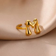 Cute Bubble Letters Ring Gold 18K Gold Plated Ring