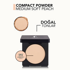 Flormar Compact Powder 092 Medium Soft Peach - Matte Finish, High Coverage Makeup for Natural Look