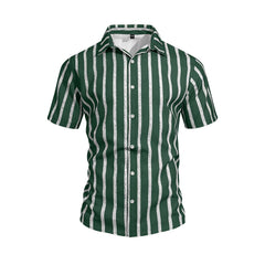 Chemise rayée à manches courtes pour homme grande taille, style mature et revers