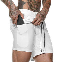Fashion Men Elastic Waist Sports Shorts with Phone Pocket
