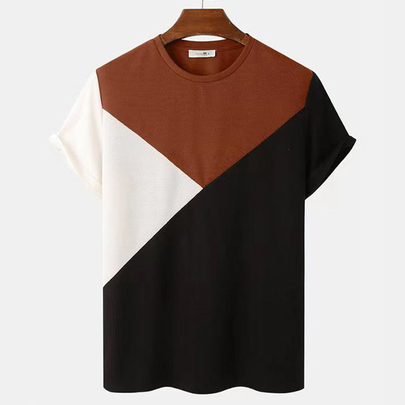 Top de malla de punto de manga corta con estampado 3D a rayas