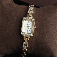 Vintage Square Watch For Women A Dainty Mini Square Design With A Wheat-sheaf Motif