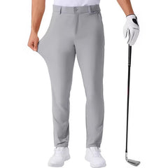 Pantalones largos de vestir de golf para hombre, de color liso y elásticos