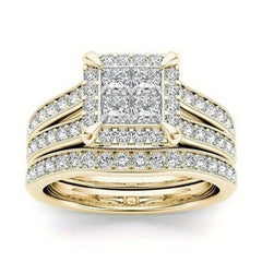 Gold-plated Zircon-inlaid Ring For Women