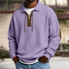 Mens Fashion Solid-Color Long-Sleeve Loose-Fit Sweatshirt