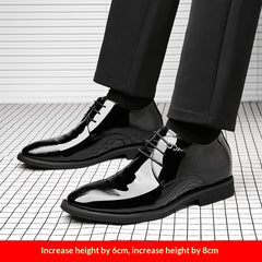 Men's Business Dress Leather Shoes With Hidden Heel
