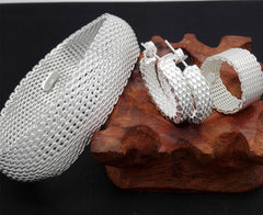 Retro Exquisite Net Bracelet Earring Ring Three-piece Suit