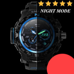Nouvelle montre de sport de luxe à double affichage LED numérique et analogique, électronique à quartz, avec protection étanche à 30 m