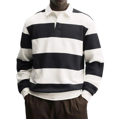 T-shirt homme ample à col large, rayé et à manches longues