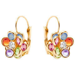 Flower Shaped Leverback Drop Earrings Made with Swarovski Crystals