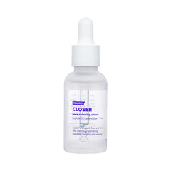 pore reducing serum in a clear dropper bottle with white cap