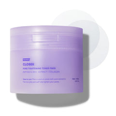 FRANKLY Closer pore tightening toner pads packaging with ingredients and usage instructions.
