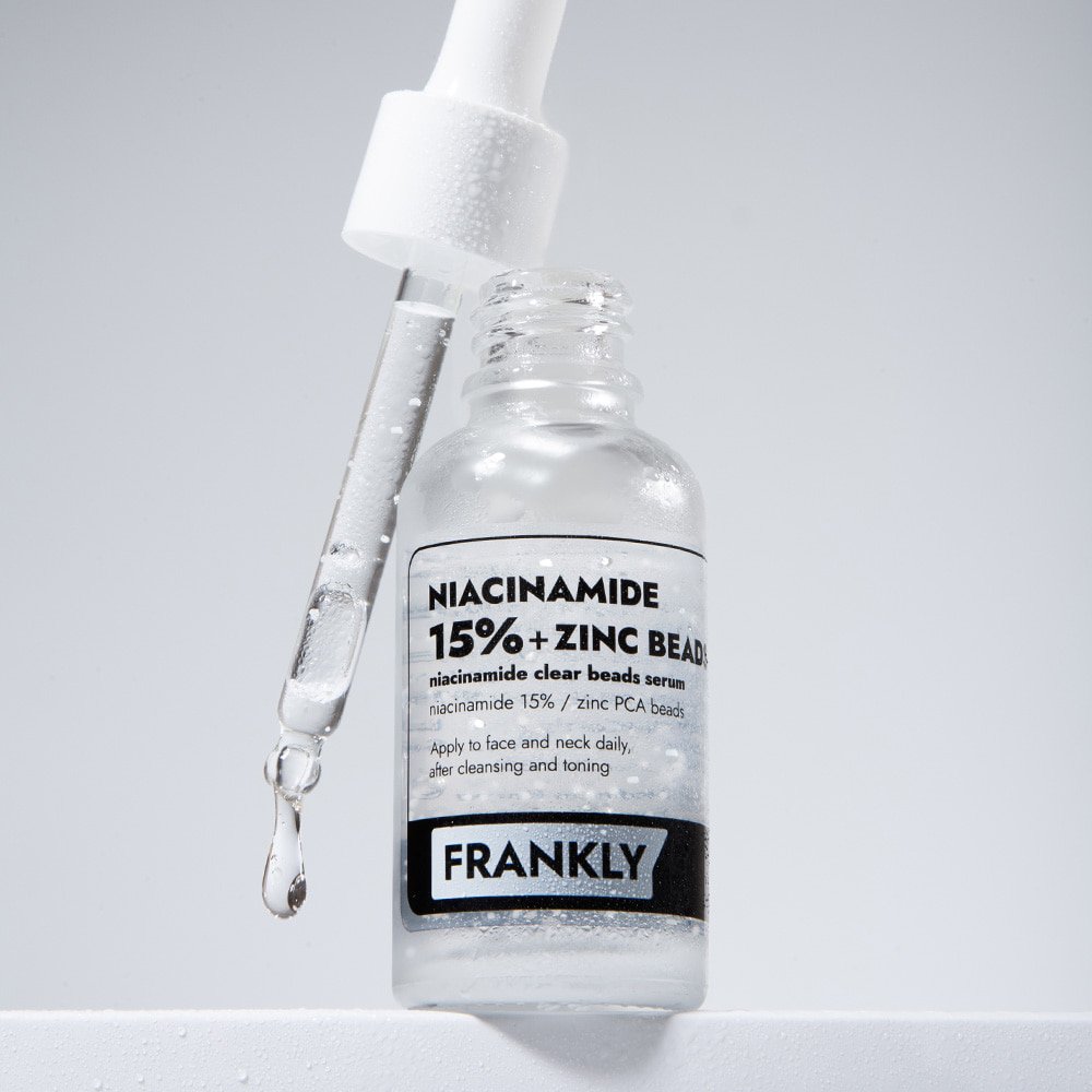 FRANKLY Niacinamide 15% + Zinc Beads Serum 30ml, niacinamide zinc serum for acne-prone skin.
